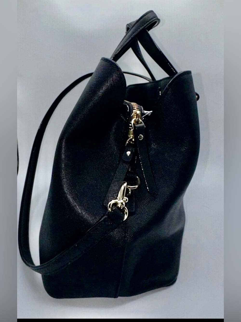 Kate Spade Laurel Way Evangalie Black Saffiano Leather satchel crossbody - Picture 3 of 5
